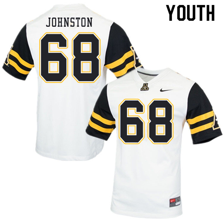 Youth #68 Greg Johnston Appalachian State Mountaineers College Football Jerseys Sale-White - Click Image to Close